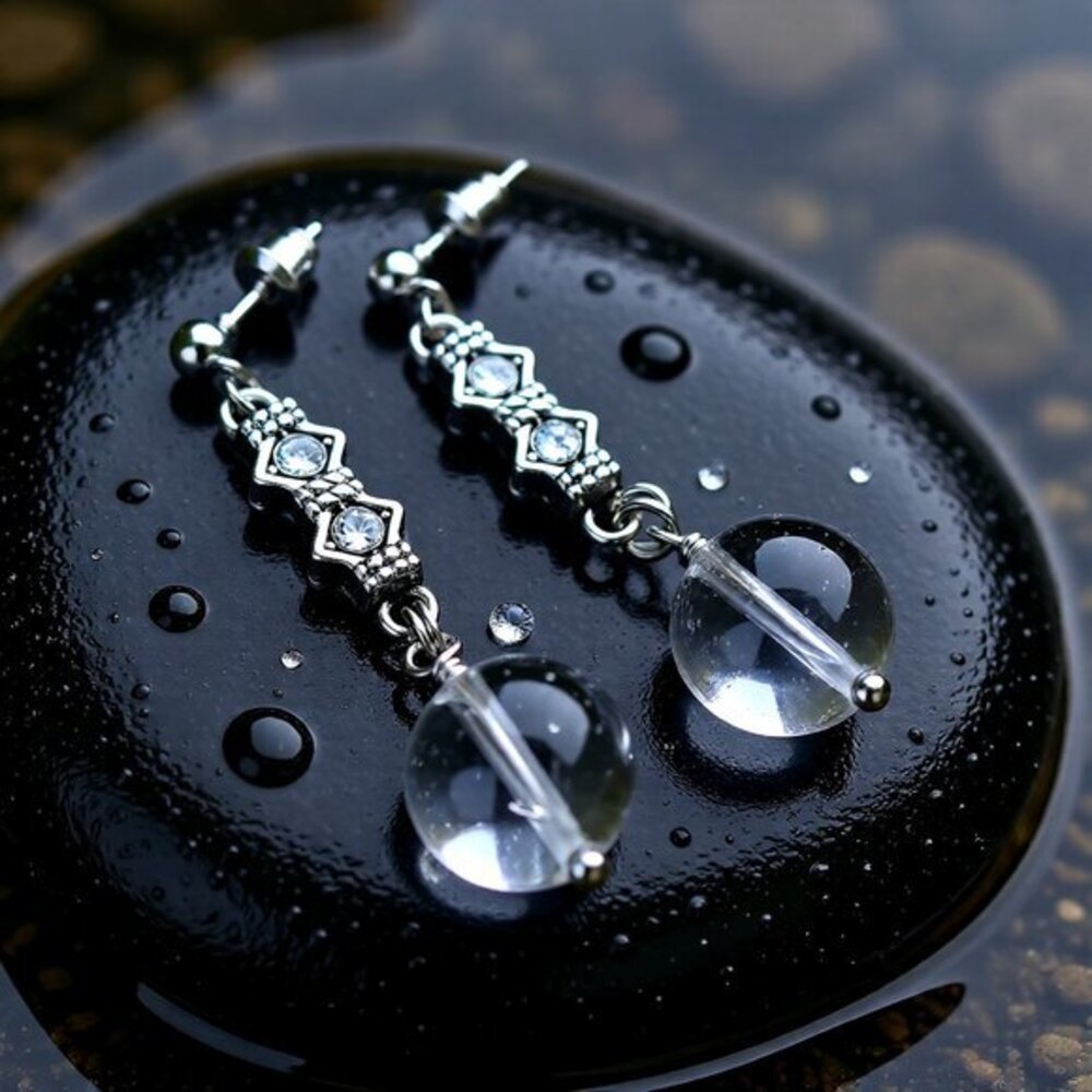 Handmade: Quartz Spheres & Tiny Crystals Focus + Memory Earrings! Boss Lady Vibe